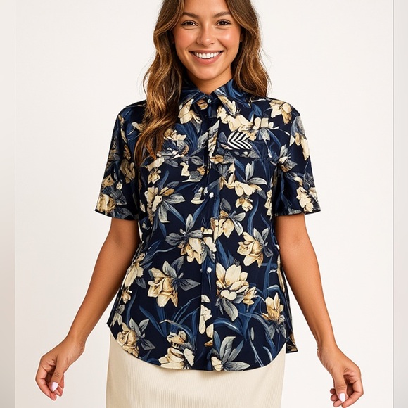 New Free People/ Sandrine Rose Tropical Botton Down tee size XS - Picture 1 of 9
